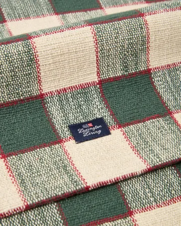 Checked biologischer Baumwolle Läufer - Green-Hellbeige-Rot, 50x250 cm - Lexington
