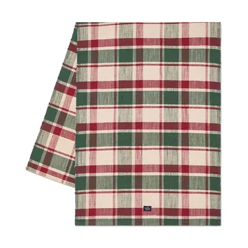 Checked biologischer Baumwolle Läufer - Green-red-beige, 50x150 cm - Lexington
