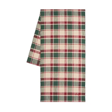 Checked biologischer Baumwolle Läufer - Green-red-beige, 50x150 cm - Lexington