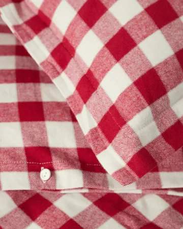 Checked Cotton Flanell Bettwäsche-Set - Rot-Hellbeige, 2-teilig 50x60 cm/220x220 cm - Lexington