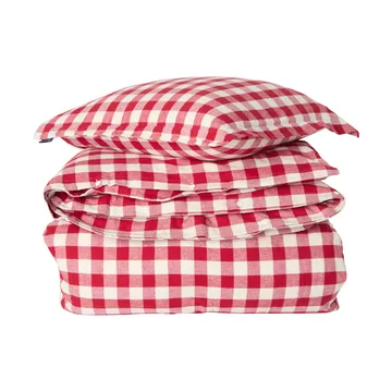 Checked Cotton Flanell Bettwäsche-Set - Rot-Hellbeige, 50x60 cm/150x210 cm - Lexington