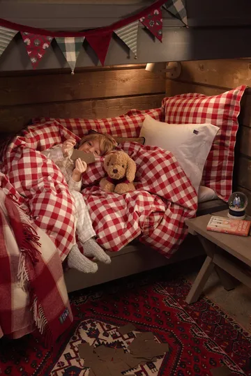 Checked Cotton Flannel Kissenbezug 50 x 60cm - Rot-Hellbeige - Lexington