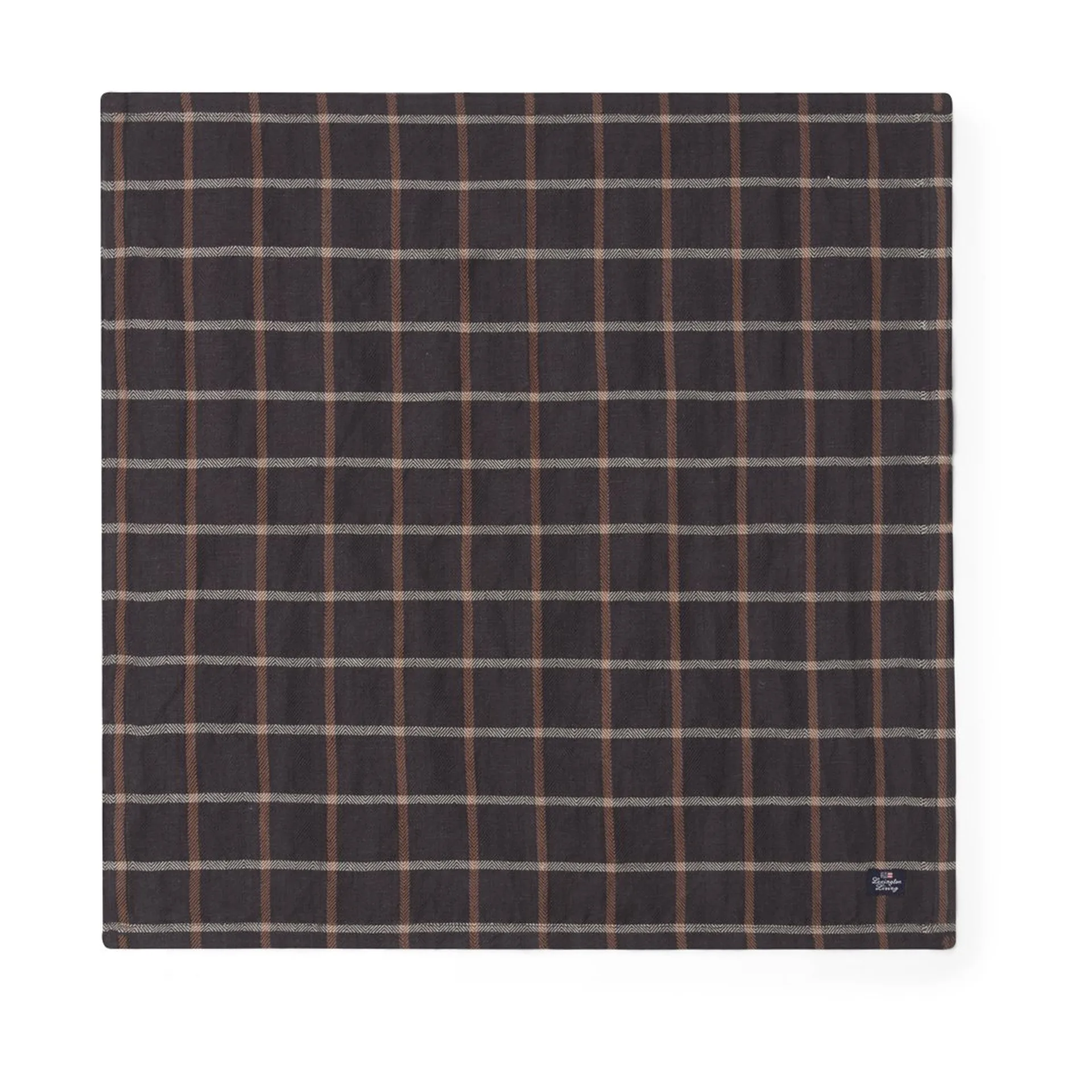 Checked Cotton Linen Stoffserviette 50x50cm, Dark gray-beige Lexington