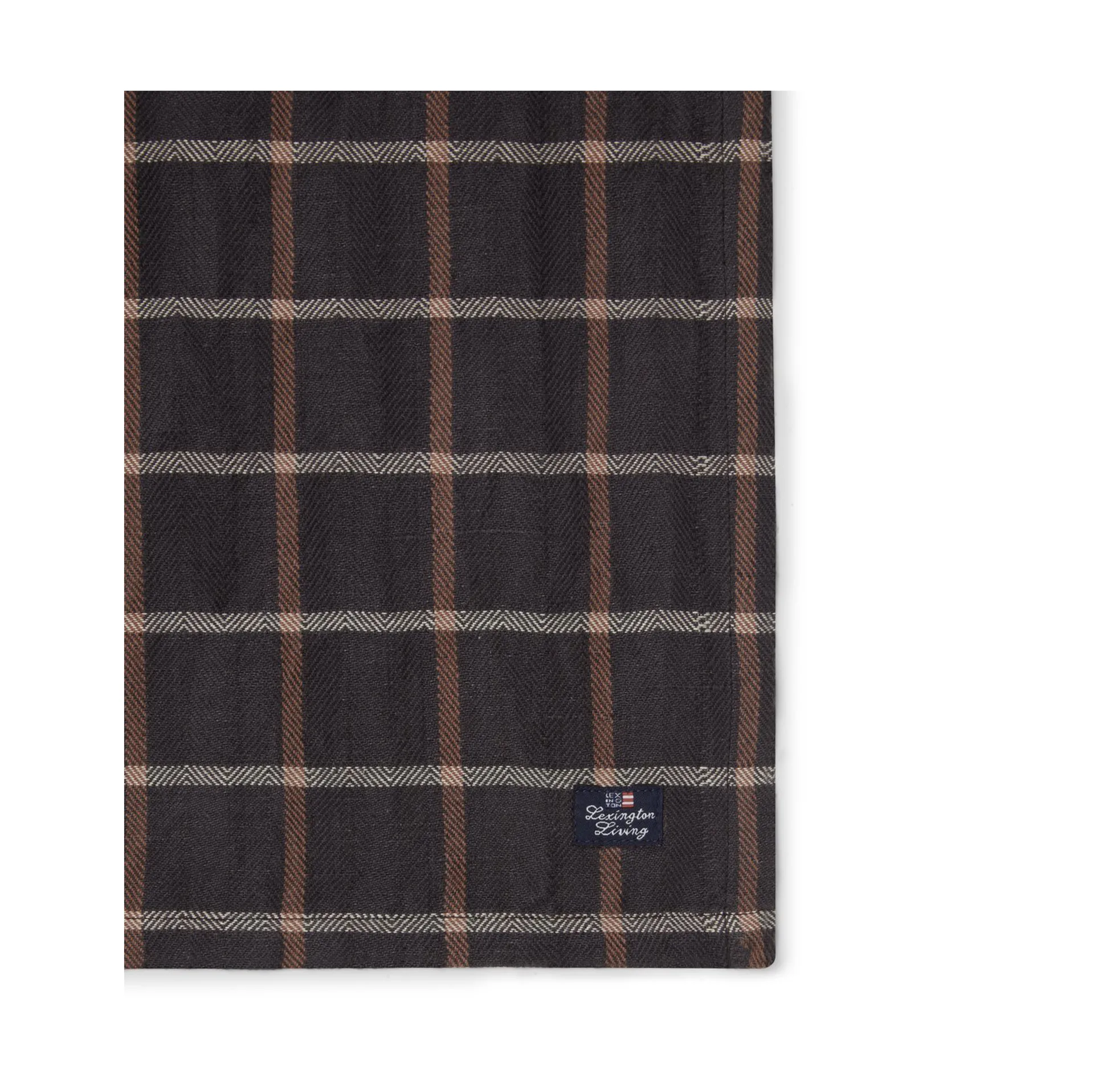 Checked Cotton Linen Stoffserviette 50x50cm, Dark gray-beige Lexington