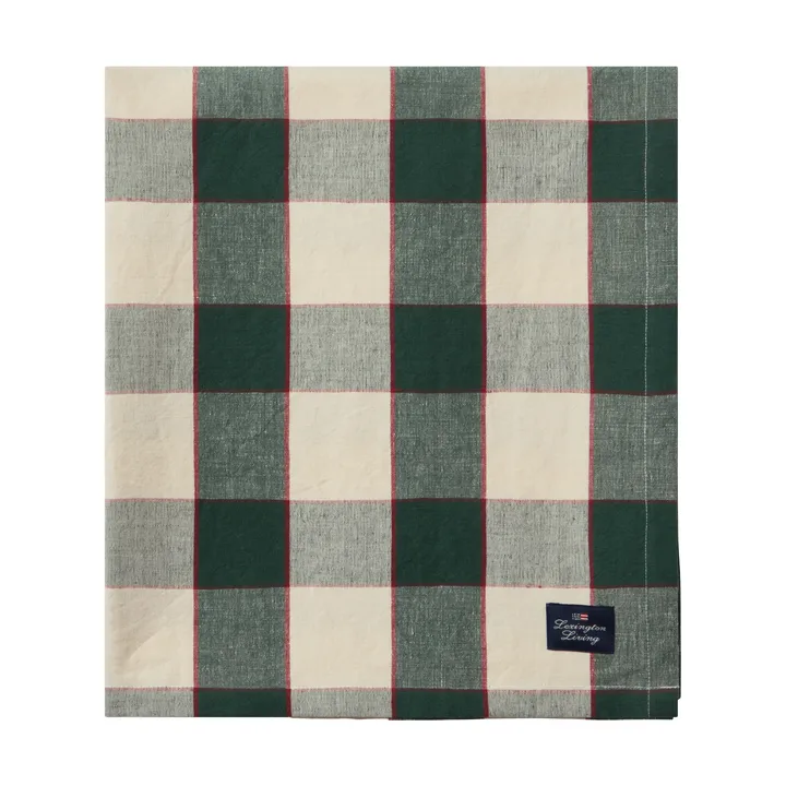 Checked Cotton Linen Tischdecke 150x350cm - Grün-Hellbeige-Rot - Lexington