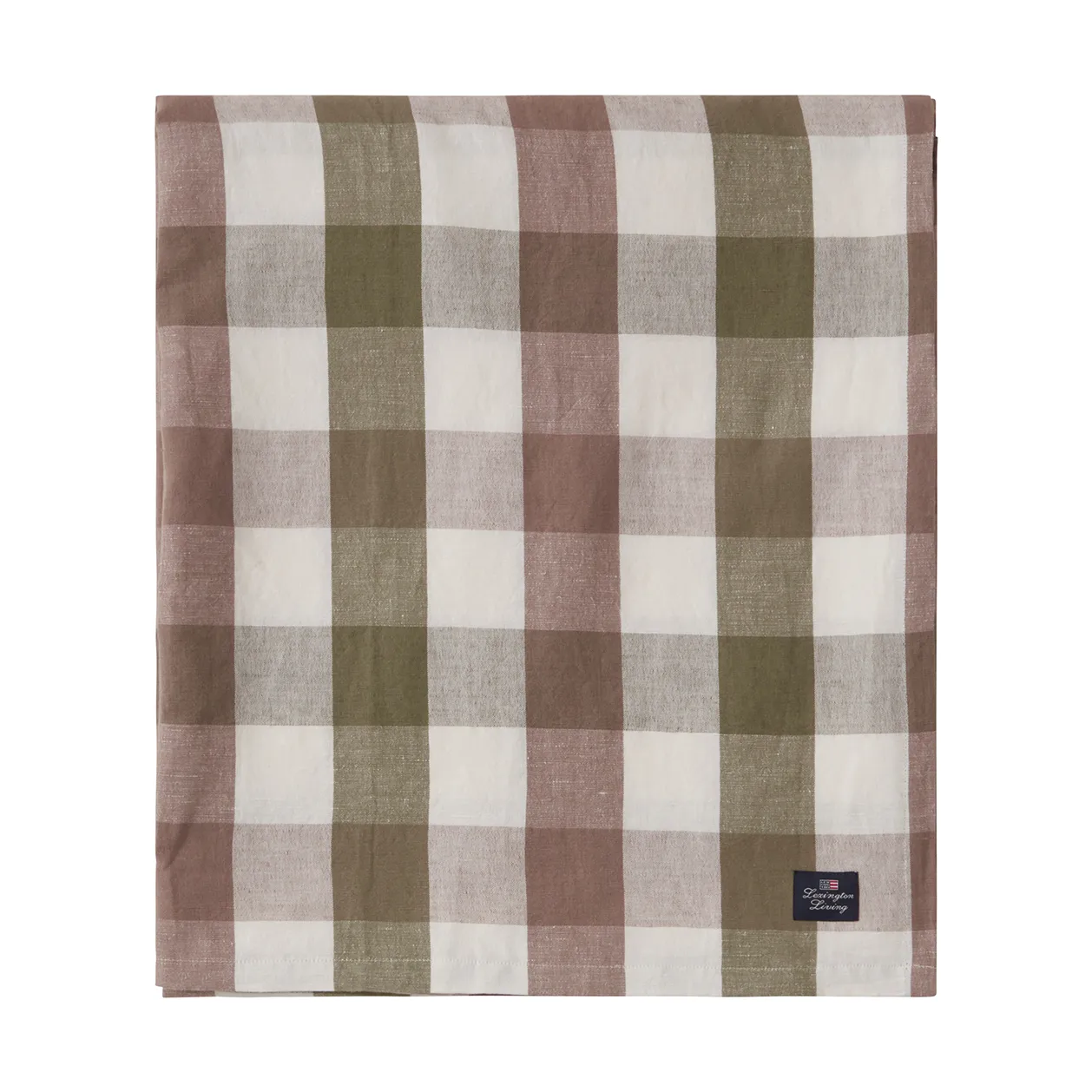 Checked Cotton Linen Tischdecke 150x350cm, Olive Lexington