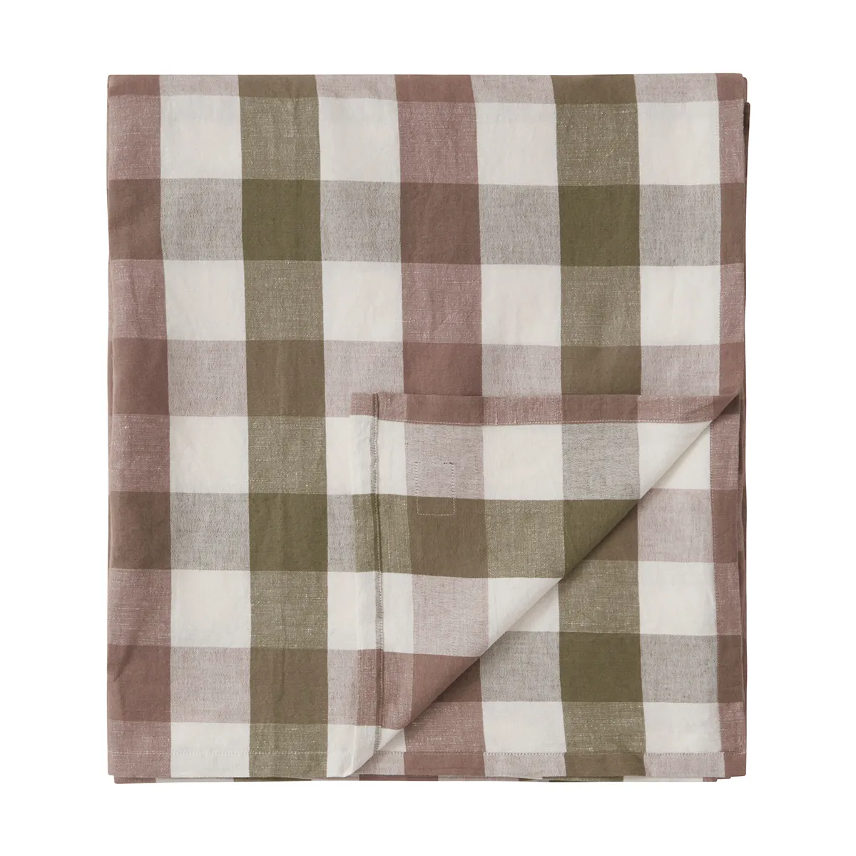 Checked Cotton Linen Tischdecke 150x350cm, Olive Lexington