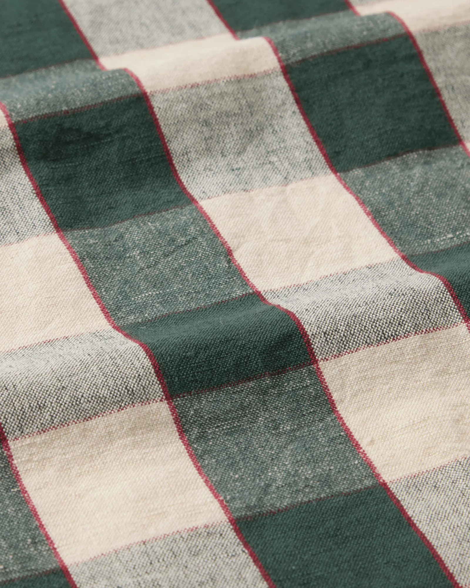 Checked Leinen/Baumwolle Küchenhandtuch 50x70 cm, Grün-Hellbeige-Rot Lexington