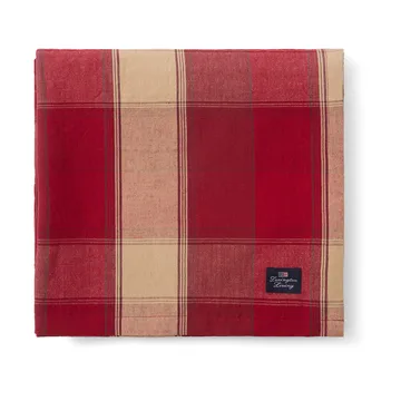 Checked Linen-Cotton Tischtuch 150x250 cm - Rot-Beige - Lexington