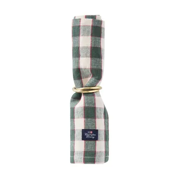 Checked Linen/Cotton Stoffserviette 50x50 cm - Grün-Hellbeige-Rot - Lexington