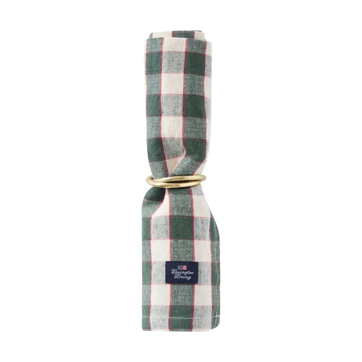 Checked Linen/Cotton Stoffserviette 50x50 cm - Grün-Hellbeige-Rot - Lexington