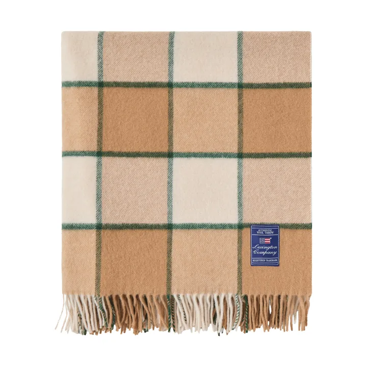 Checked Recycled Wool Decke 130 x 170cm - Beige-Hellbeige-Grün - Lexington