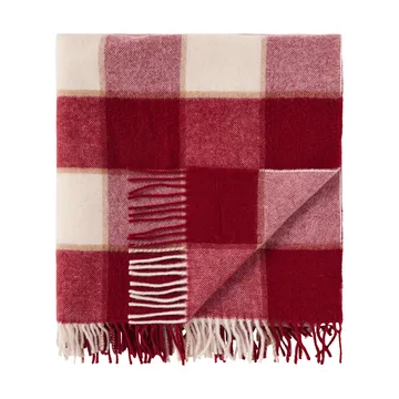 Checked Recycled Wool Decke 130 x 170cm - Rot-Hellbeige-Beige - Lexington