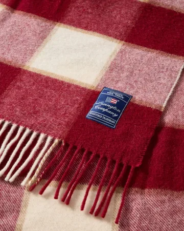 Checked Recycled Wool Decke 130 x 170cm - Rot-Hellbeige-Beige - Lexington