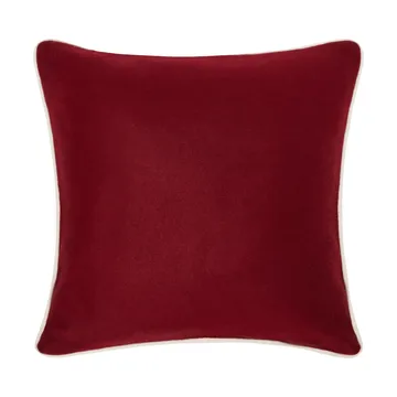Flower Embroidered Wool Mix Kissenbezug 50 x 50cm - Rot-Hellbeige - Lexington