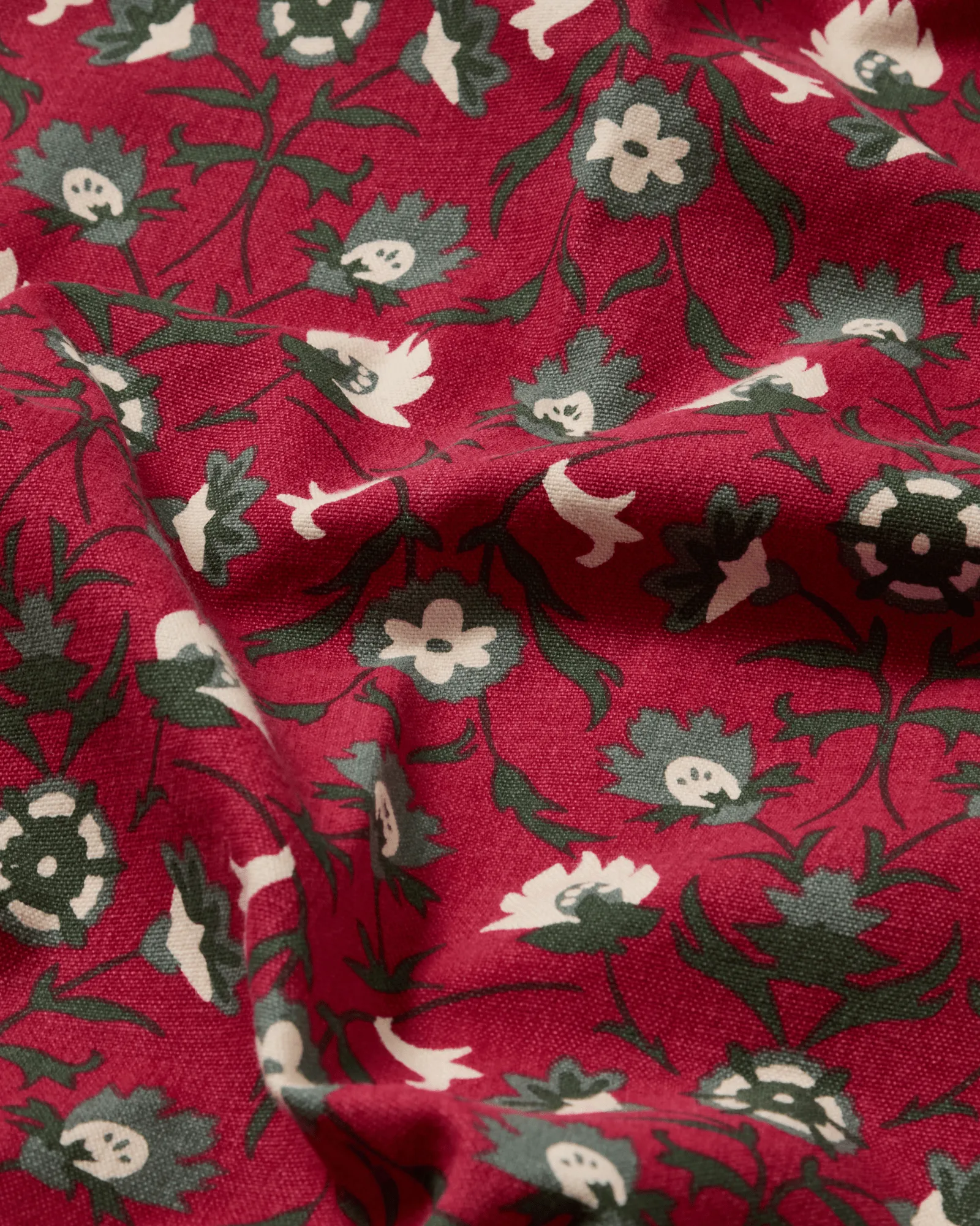 Flower Print Bio-Baumwolle Tischdecke, Rot-Beige-Grün, 150x350 cm Lexington