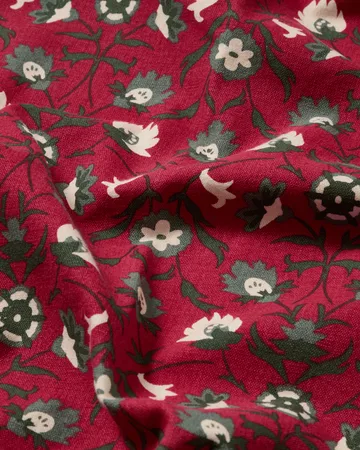 Flower Print Bio-Baumwolle Tischdecke - Rot-Beige-Grün, 150x350 cm - Lexington