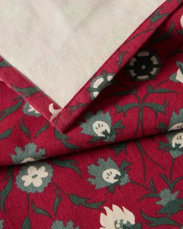Flower-Print Serviette aus Bio-Baumwolle - Rot-Beige-Grün - Lexington