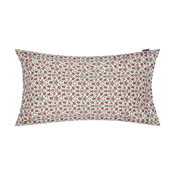 Flower printed cotton sateen Kissenbezug 50x90 cm - Weiß-Rot-Grün-Beige - Lexington