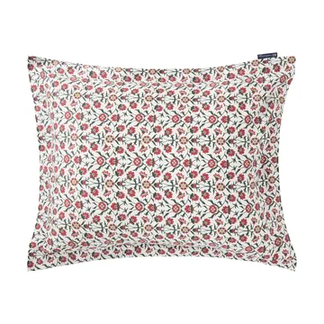 Flower Printed Cotton Satin Kissenbezug 50x60 cm - Weiß-Rot-Grün-Beige - Lexington