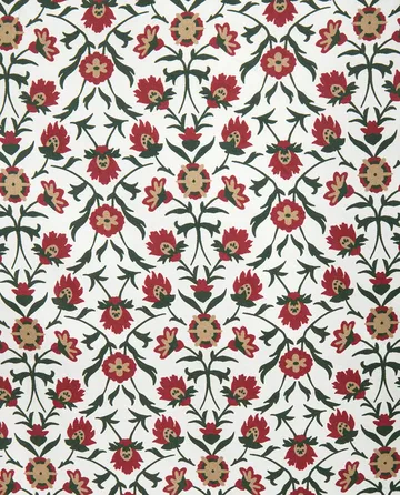 Flower Printed Cotton Satin Kissenbezug 50x60 cm - Weiß-Rot-Grün-Beige - Lexington