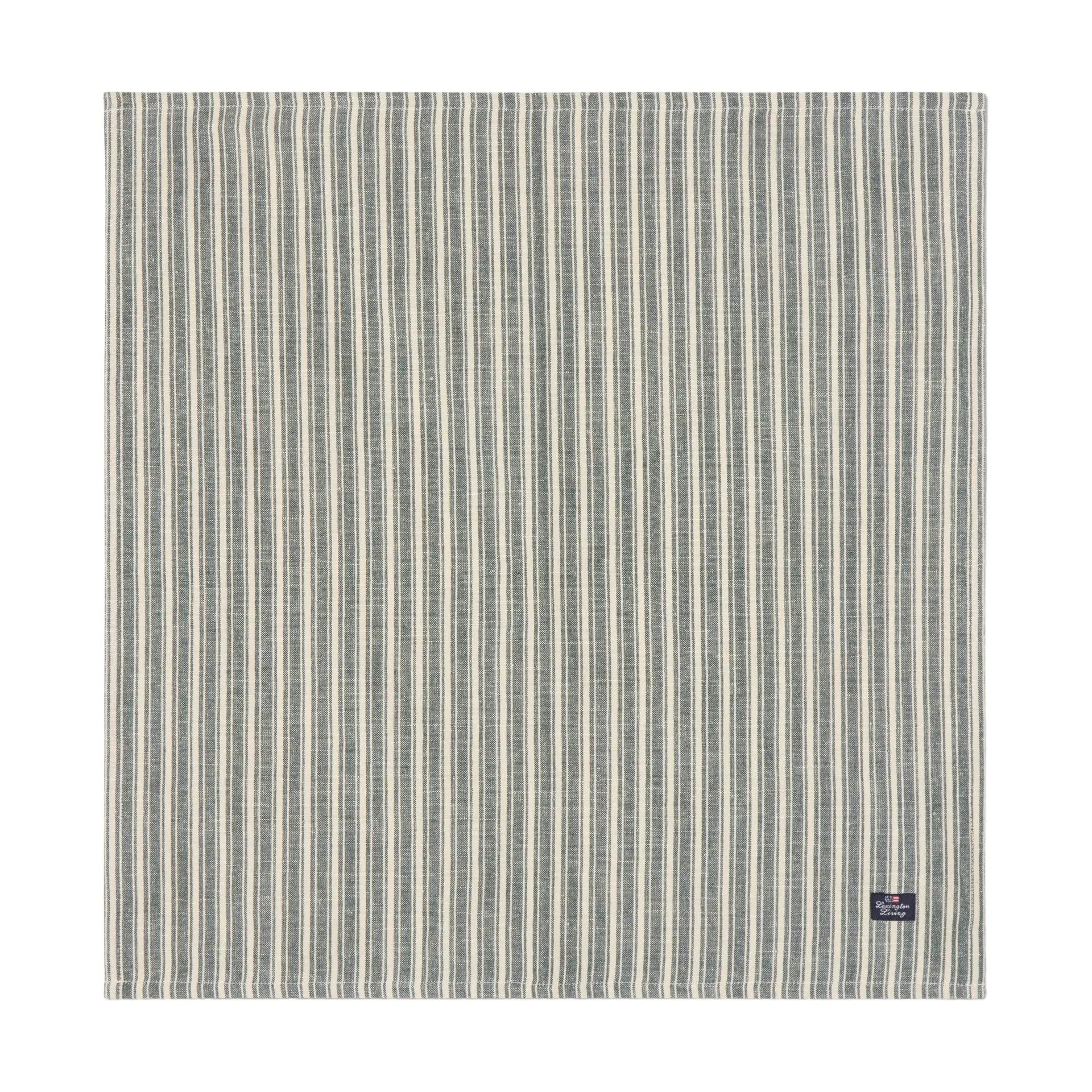 Gestreifte Leinenservietten, Grün-Hellbeige, 50x50 cm Lexington