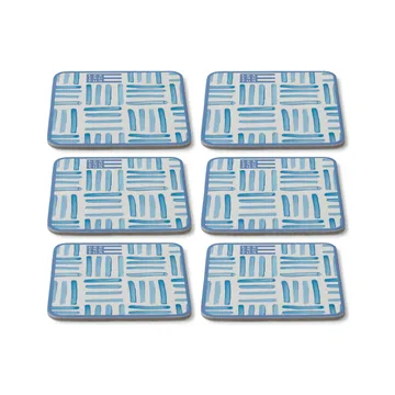 Graphic Printed Glasuntersetzer 6er Pack - Blue-White - Lexington