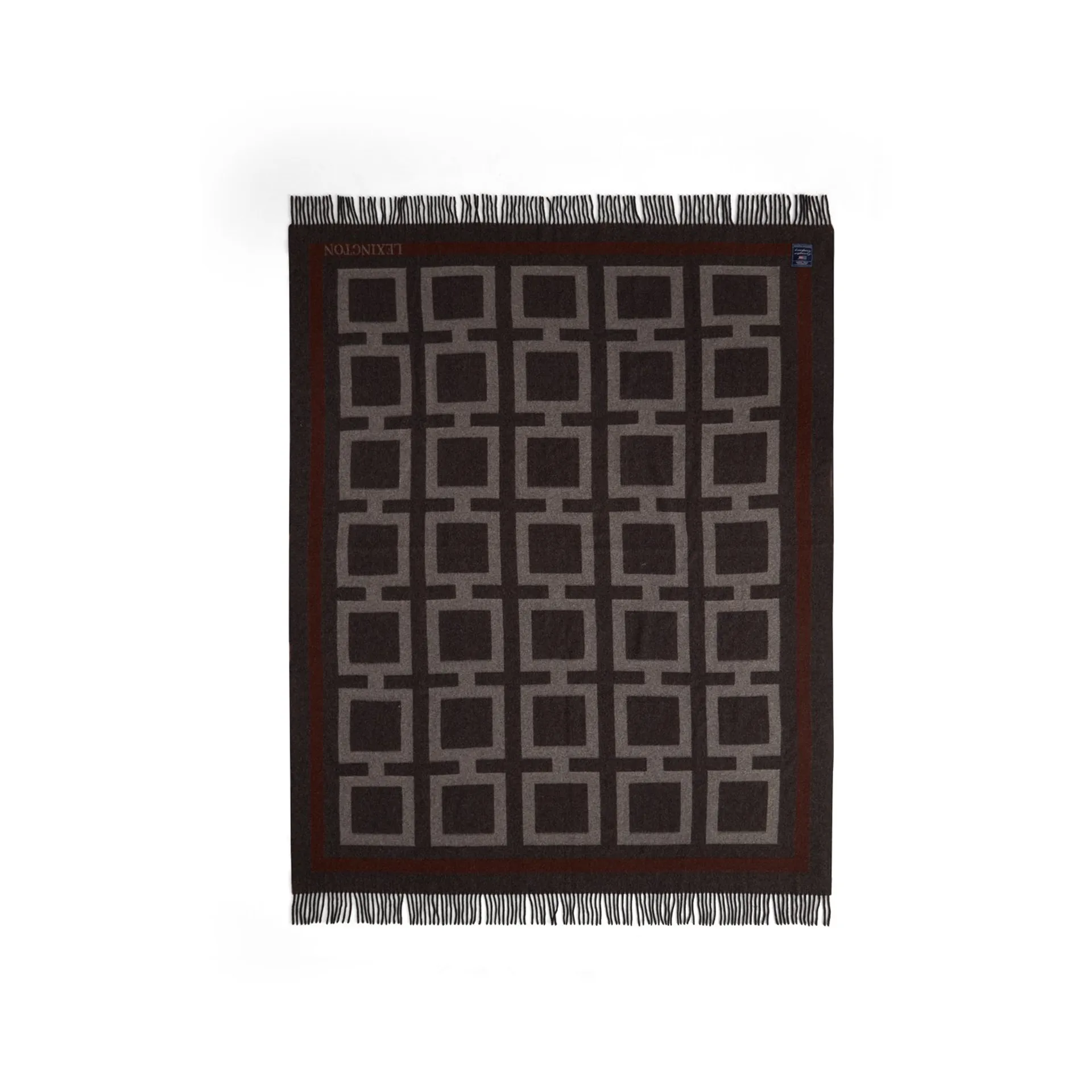 Graphic Recycled Wool Wolldecke 130x170cm, Dark gray-white-brown Lexington