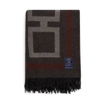 Graphic Recycled Wool Wolldecke 130x170cm - Dark gray-white-brown - Lexington