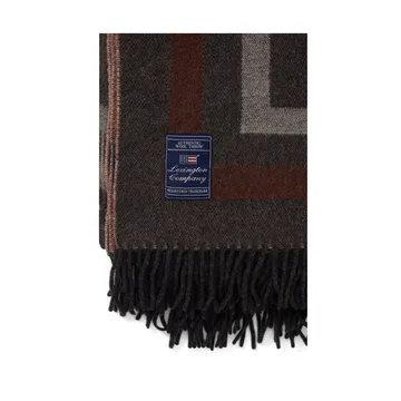Graphic Recycled Wool Wolldecke 130x170cm - Dark gray-white-brown - Lexington