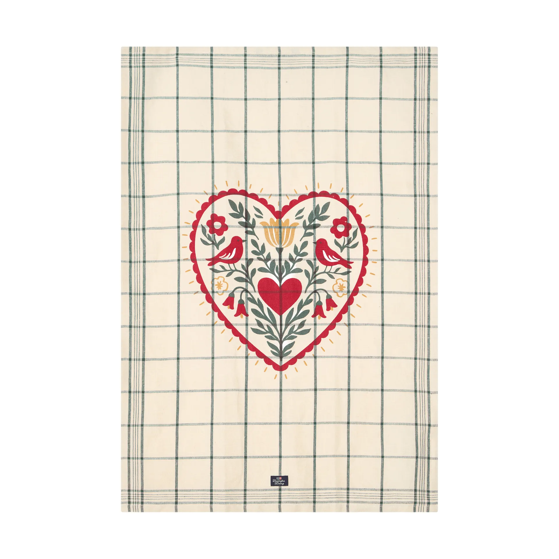 Heart Leinen/Baumwolle Küchenhandtuch, Weiß-Grün-Rot, 50x70 cm Lexington