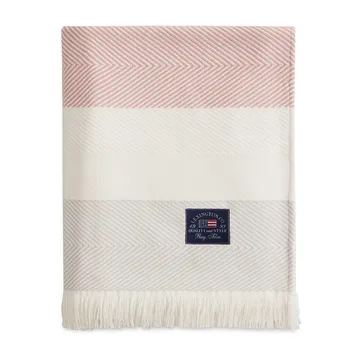 Herringbone Striped Recycled Baumwolldecke - Weiß-Rosa - Lexington