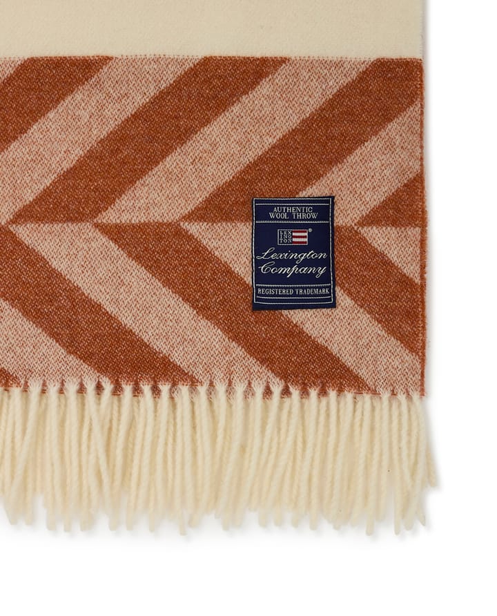 Herringbone Striped Recycled Wool Wolldecke 130 x 170cm, Copper-brown Lexington