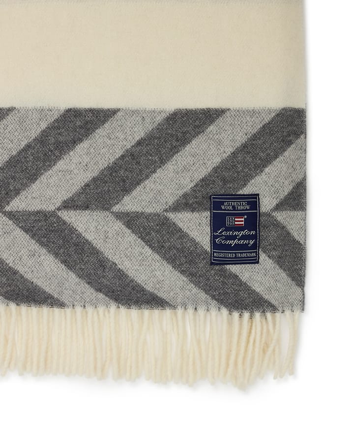 Herringbone Striped Recycled Wool Wolldecke 130 x 170cm, Gray-off white Lexington