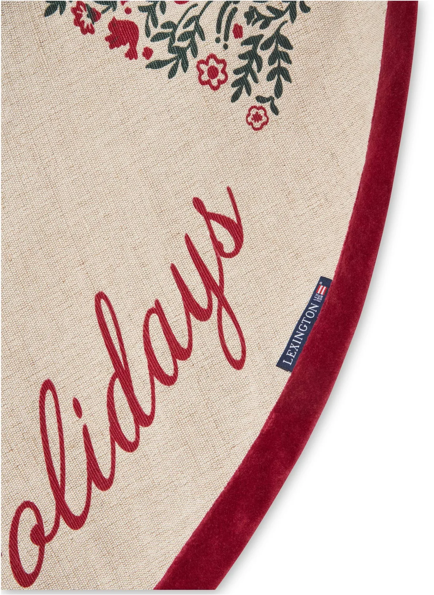 Jute Cotton Christmas Tree Weihnachtsbaum-Teppich Ø 110 cm, Natur-Rot Lexington