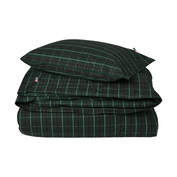 Kariertes Baumwoll-Perkal-Bettwäsche-Set - Grün-Navy, 2 Stk 50x60 cm/1 Stk 220x220 cm - Lexington