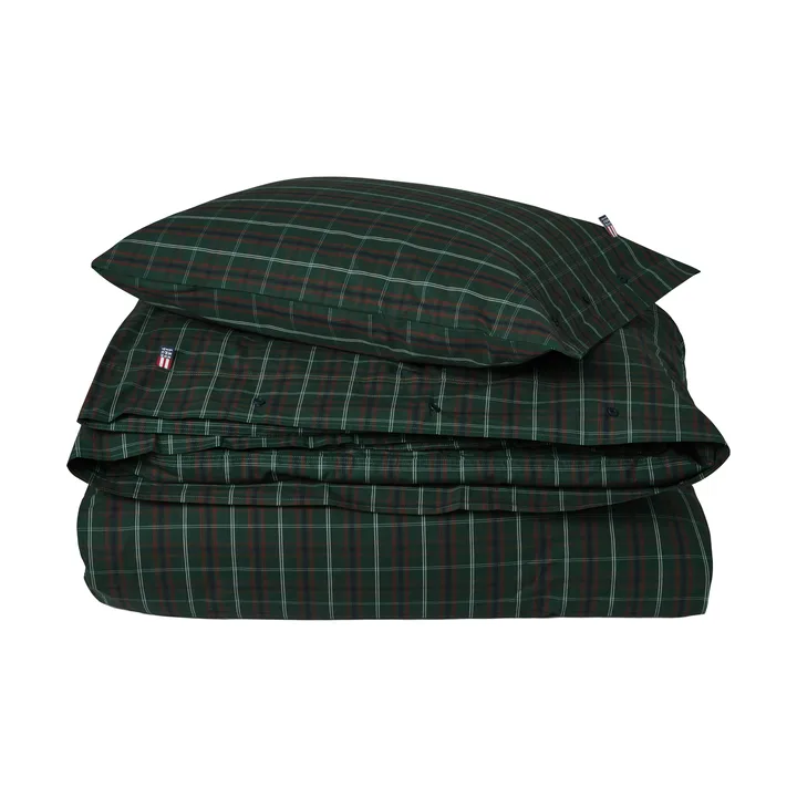 Kariertes Baumwoll-Perkal-Bettwäsche-Set - Grün-Navy, 2 Stk 50x60 cm/1 Stk 220x220 cm - Lexington
