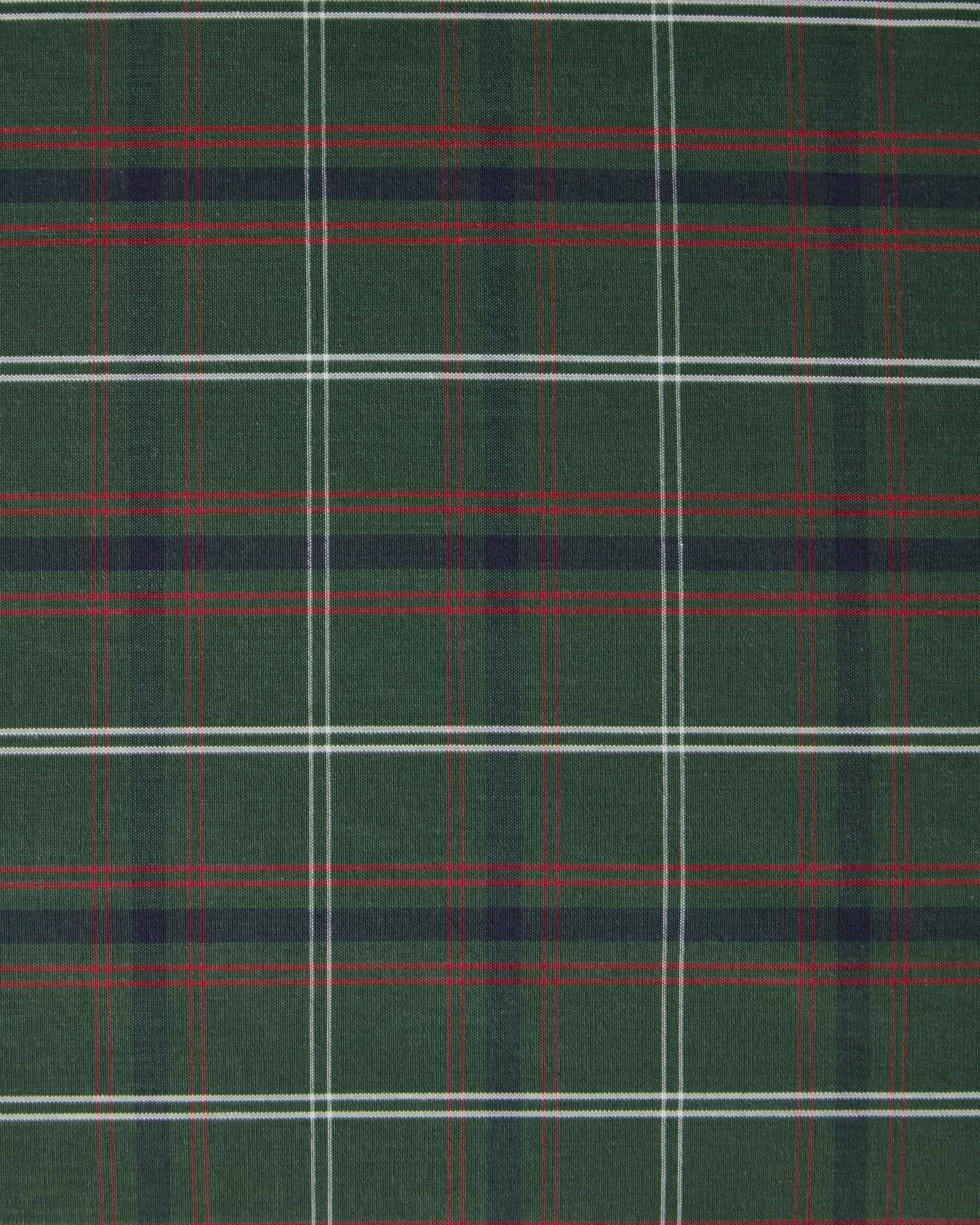 Kariertes Baumwoll-Perkal-Kissenbezug, Grün-Navy, 50x90 cm Lexington