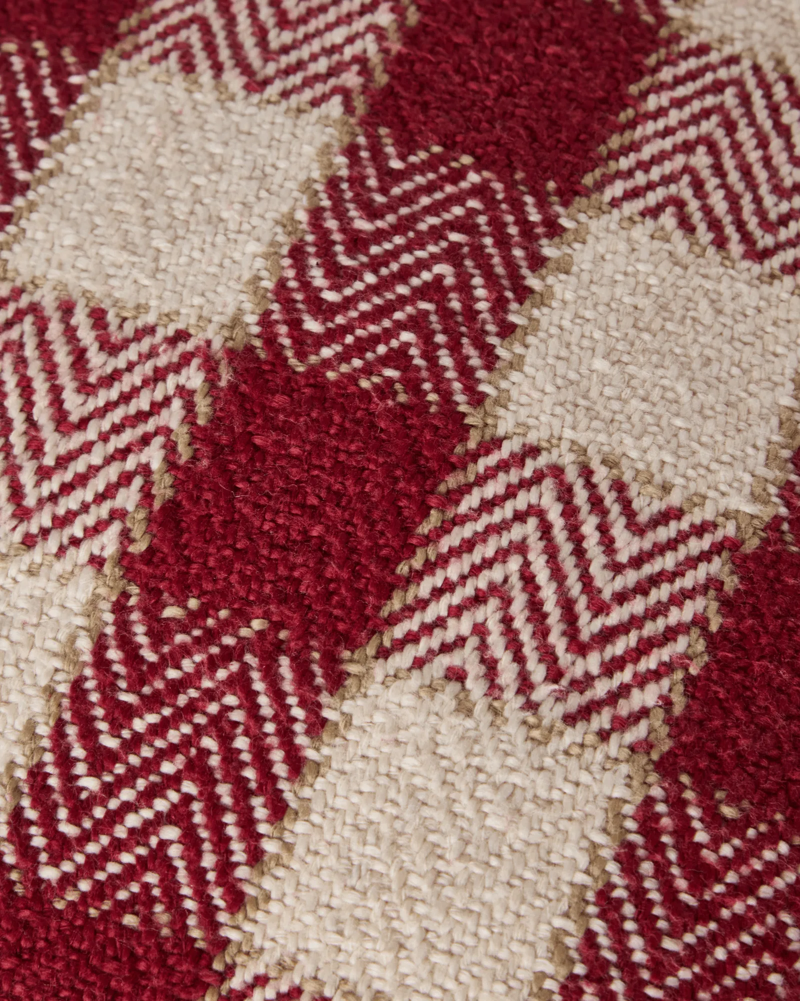 Kariertes Kissenbezug aus Bio-Baumwolle mit Fransen, Rot-Hellbeige-Beige Lexington