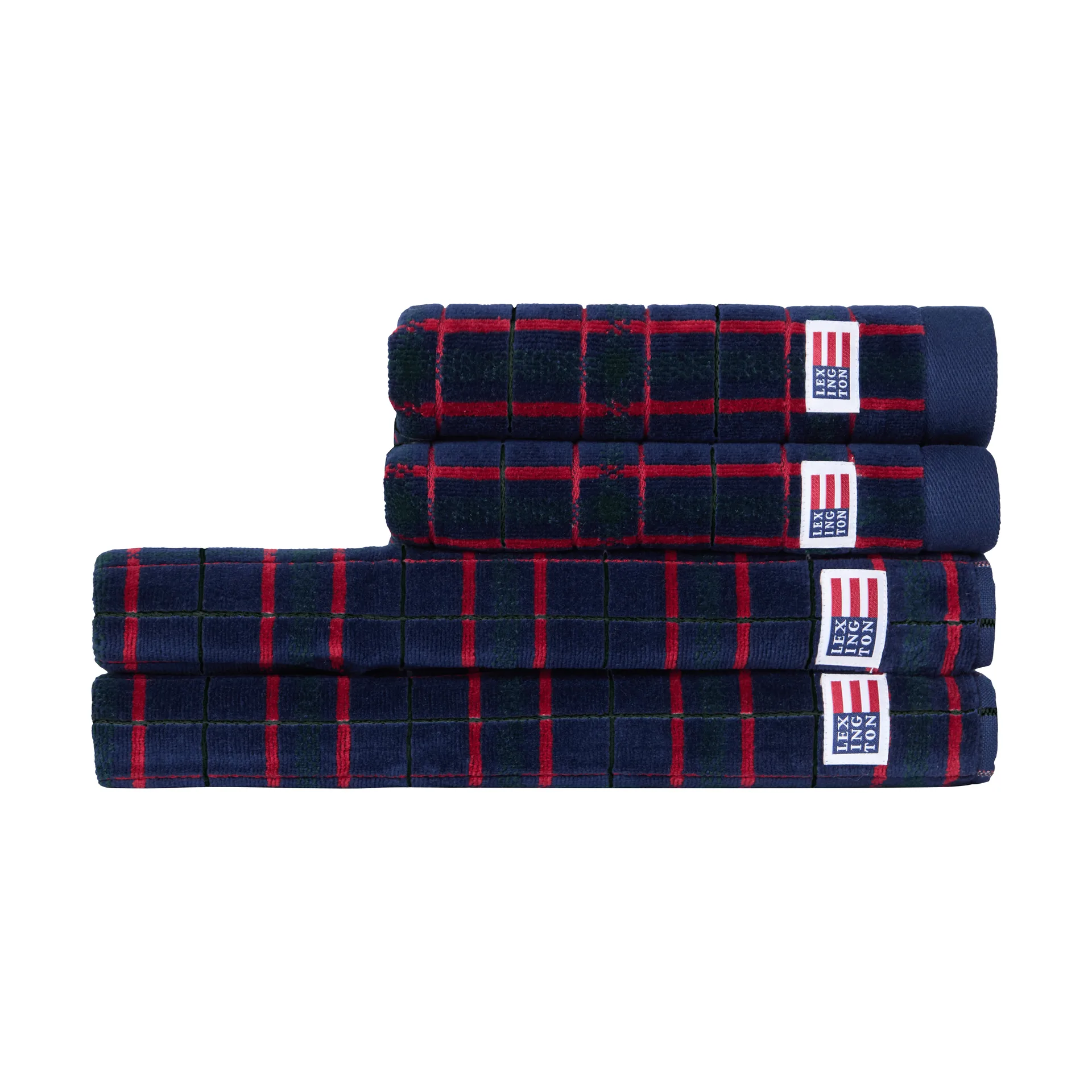 Lexington karierte Handtücher, 4-teilig, Navy-green, 2 Stk. 50x70 cm, 2 Stk. 70x30 cm Lexington