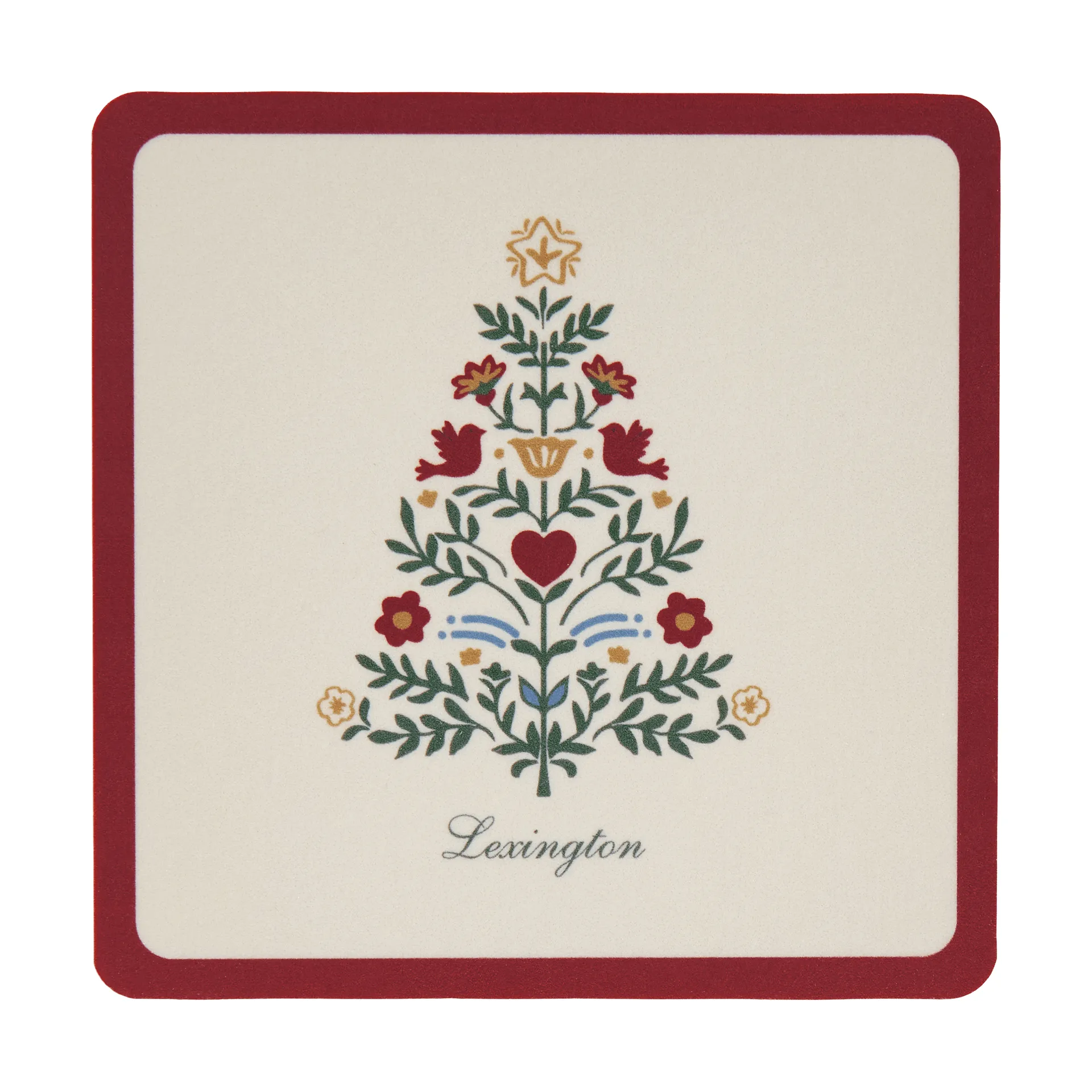 Lexington laminierte Glasuntersetzer, Rot-hellbeige, 9x9 cm, 4er-Pack Lexington