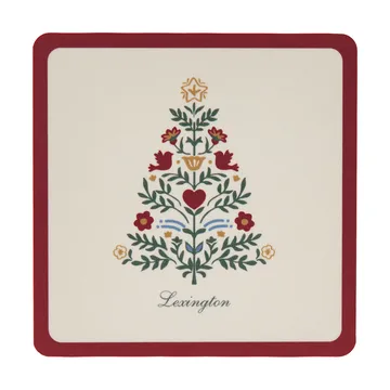 Lexington laminierte Glasuntersetzer - Rot-hellbeige, 9x9 cm, 4er-Pack - Lexington