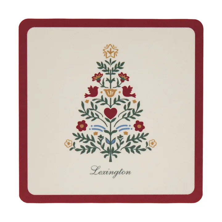 Lexington laminierte Glasuntersetzer - Rot-hellbeige, 9x9 cm, 4er-Pack - Lexington