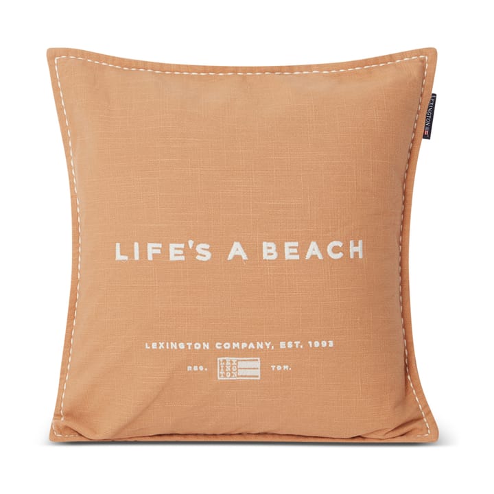 Life's A Beach Embroidered Kissenbezug 50 x 50cm, Beige-weiß Lexington