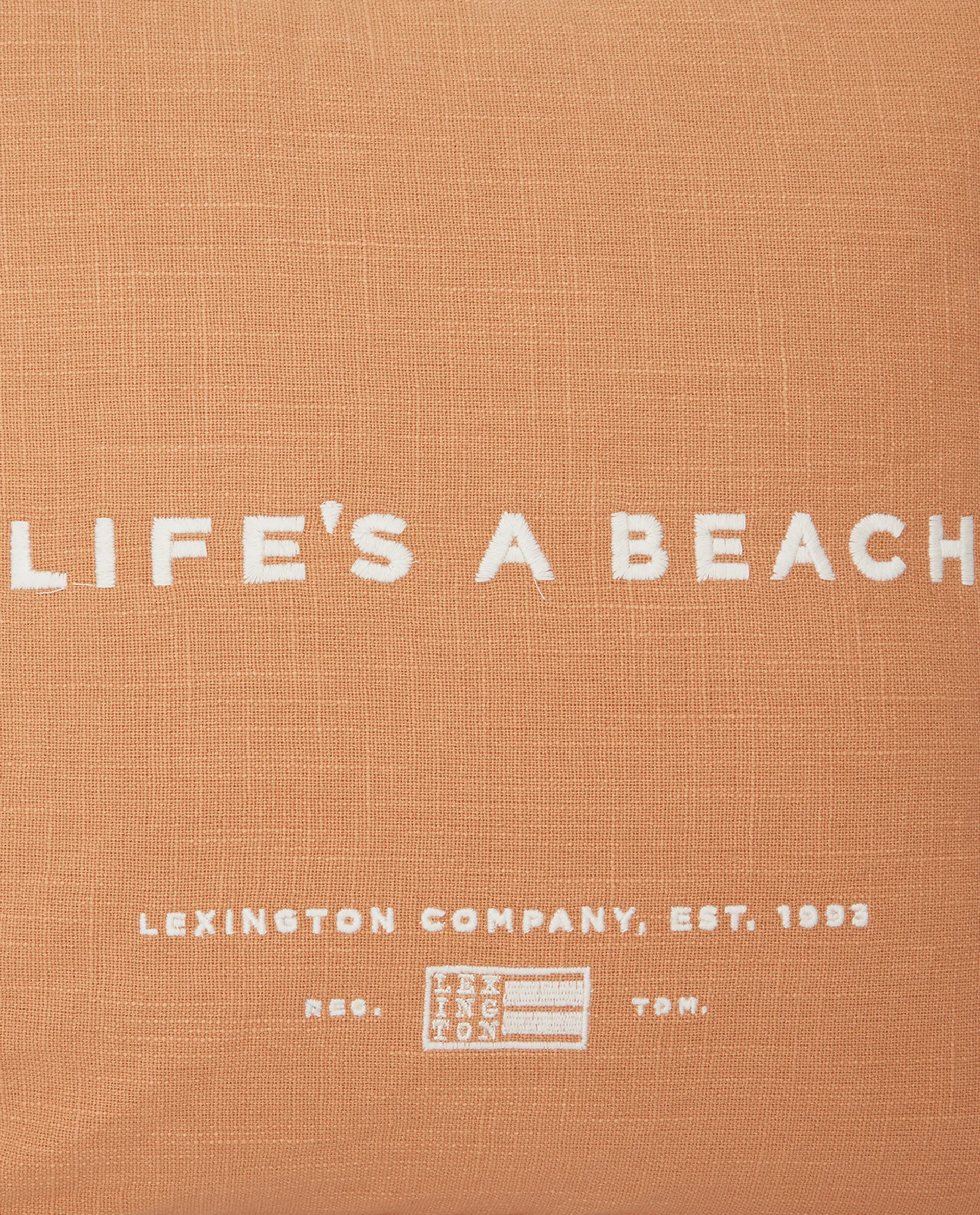 Life's A Beach Embroidered Kissenbezug 50 x 50cm, Beige-weiß Lexington