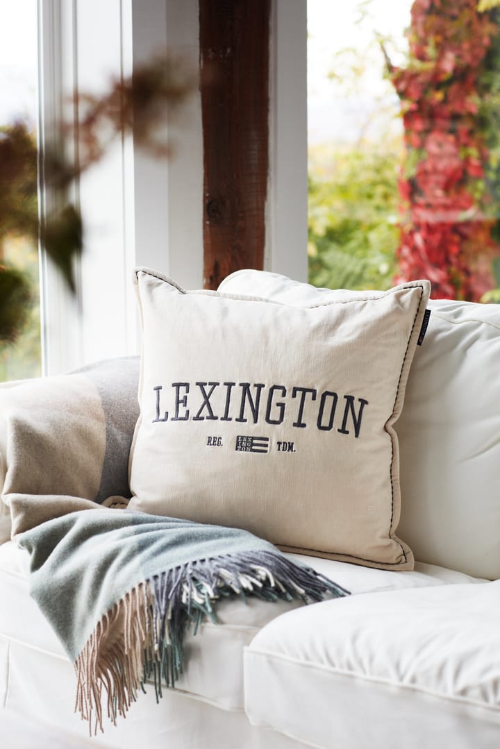 Logo Message Velvet Kissenbezug 50 x 50cm, Light beige Lexington