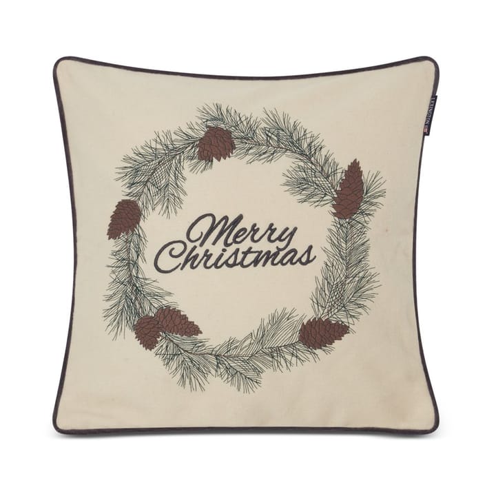 Merry Christmas Wool Mix Kissenbezug 50 x 50cm, White-green-beige Lexington
