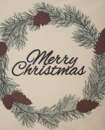 Merry Christmas Wool Mix Kissenbezug 50 x 50cm - White-green-beige - Lexington