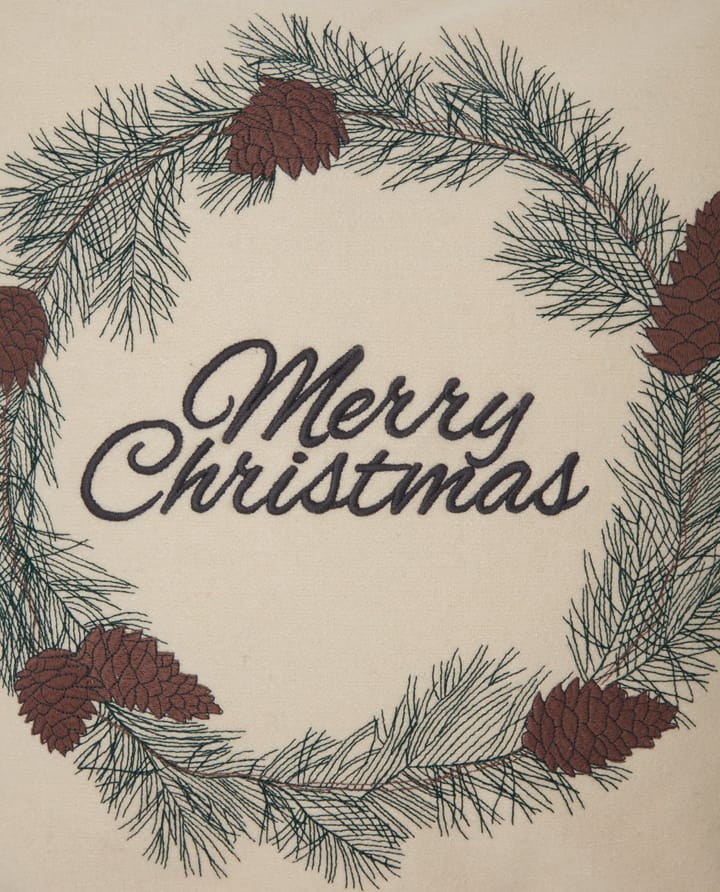 Merry Christmas Wool Mix Kissenbezug 50 x 50cm, White-green-beige Lexington