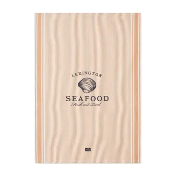 Seafood Striped & Printed Geschirrtuch 50 x 70cm - Beige-weiß - Lexington